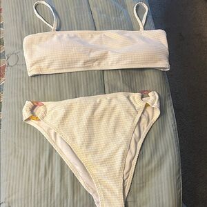 2 piece white bikini set